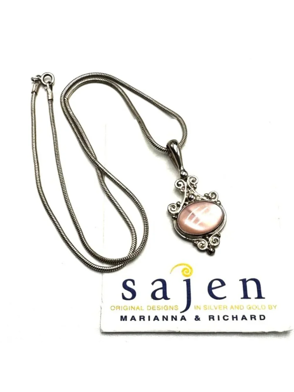 Sajen Pink Gemstone Pendant Sterling Silver 16 Inch Chain Necklace